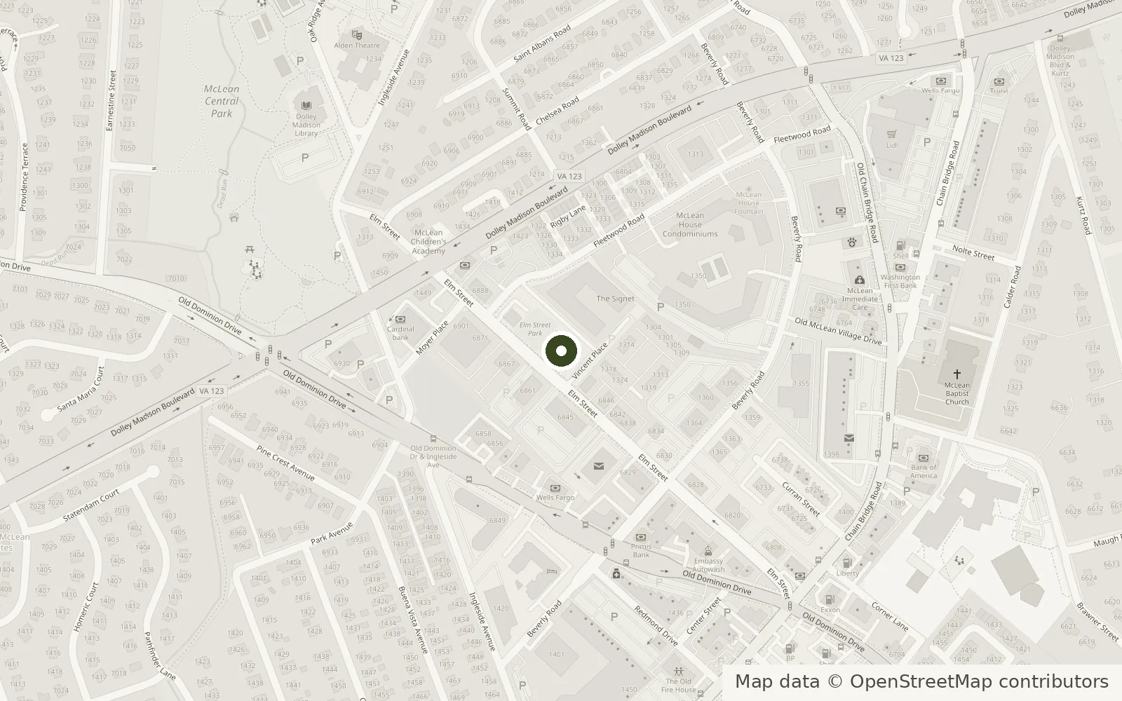 Map showing our office at 6862 Elm St., McLean, Virginia. Opens Google Maps.